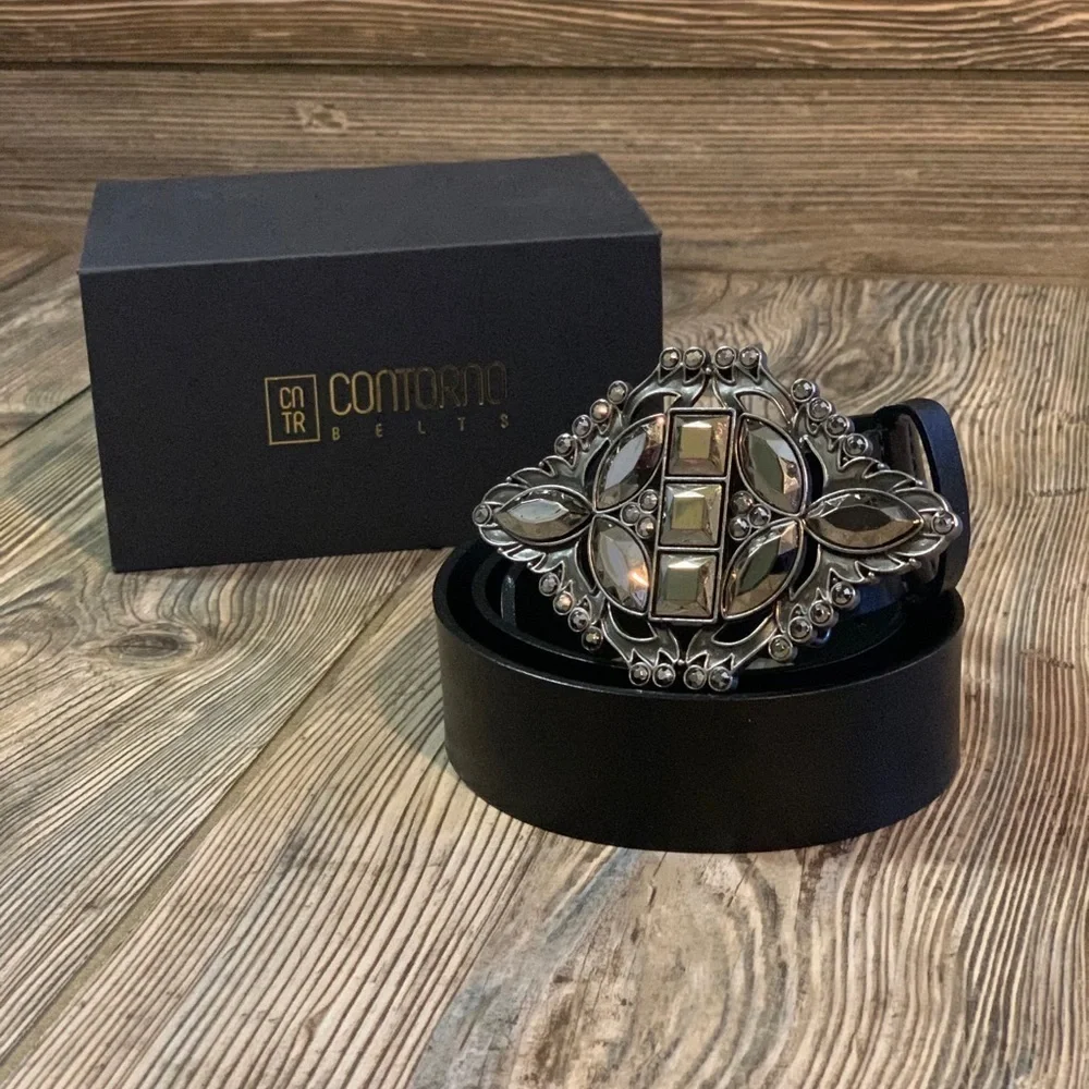 Contorno Paloma Leather Black Belt